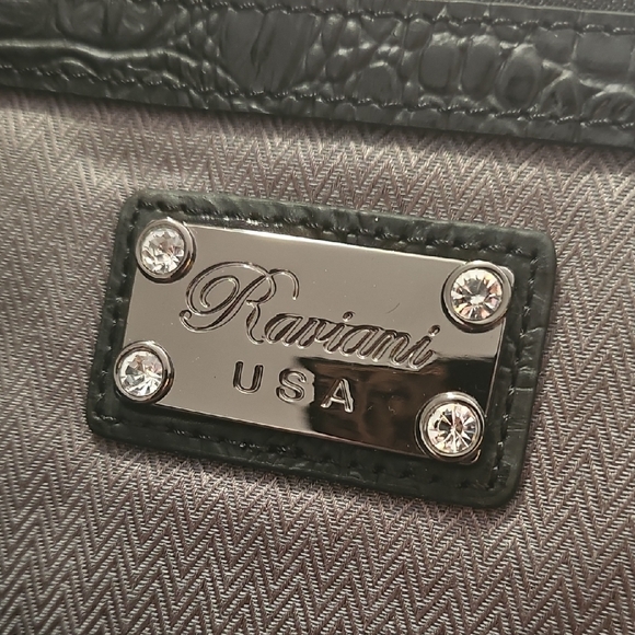 Raviani Usa Xl Black Croc-Embossed Satchel Bag - Picture 9 of 10